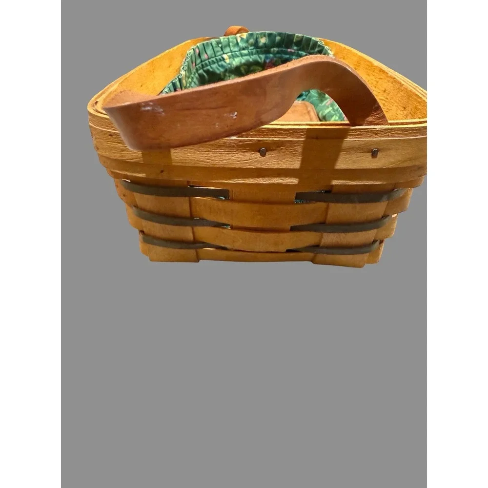 Longaberger Bread Basket w/ Liner & Stone |‎ Handwoven Dresden OH | 1997